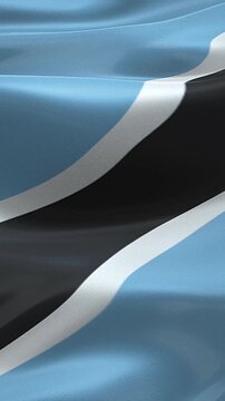 Vertical Botswana Flag Animation with Realistic Fabric Texture, Wind Motion and Subtle Grunge Background