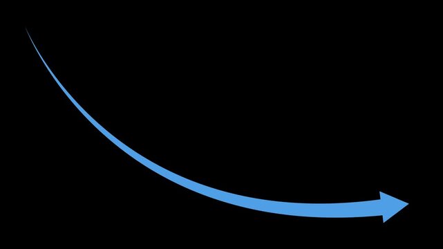 Curved arrow pointing down and to the right simple symbol for direction or decline animation