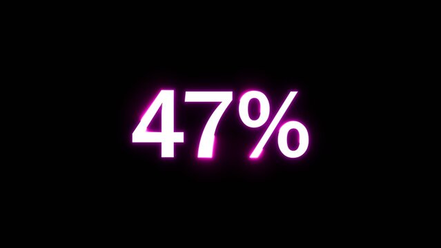 Glowing Neon number 47% icon illustration. Stock business product offer sells 47 percent number background.