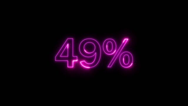 Glowing Neon number 49% icon illustration. Stock business product offer sells 49 percent number background.