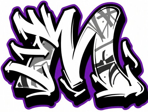 Wildstyle graffiti letter M with bold outlines and graphic fill. Urban street art style, perfect for hip hop culture, music, or design projects.