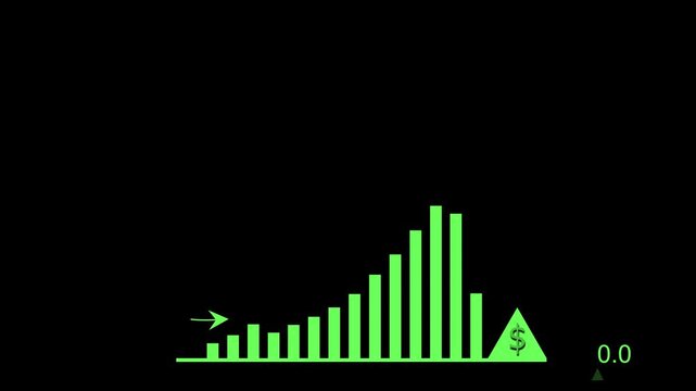 Minimalist arrow bar chart rising then dropping animation, Business bar chart graph bar animated
