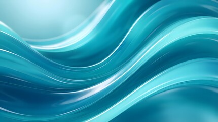 Fototapeta premium Abstract turquoise liquid background with smooth flowing waves and glossy texture.