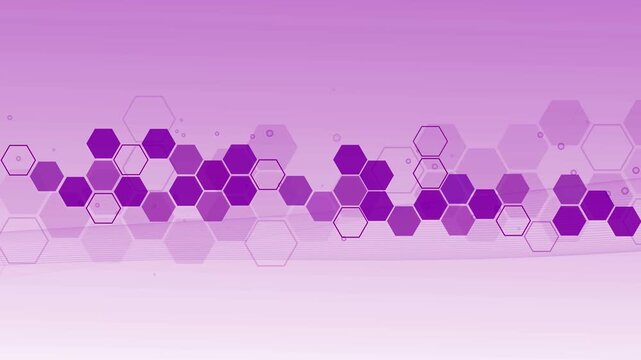 Hexagon tech background animated, Abstract background with horizontal band of dark hexagons and outlined hex shapes animation