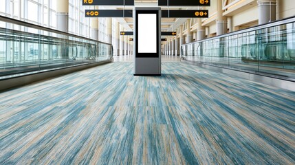 Naklejka premium Modern airport terminal walkway with moving sidewalk and