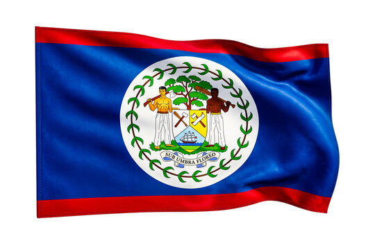 Belize flag, waving belizean flag, fabric flag of belize.
