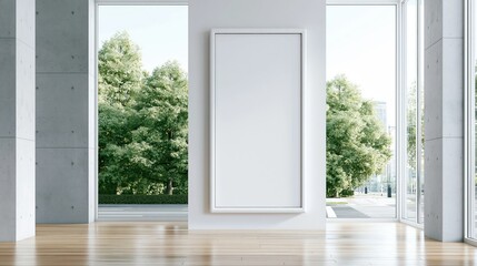 Naklejka premium Modern gallery interior with blank white poster frame