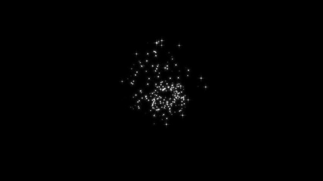 White glowing twinkling glitter star magic sparkles glitter line stars, fast glittering star lines, magic sparkles glitter line stars on black screen background video effect. 4k