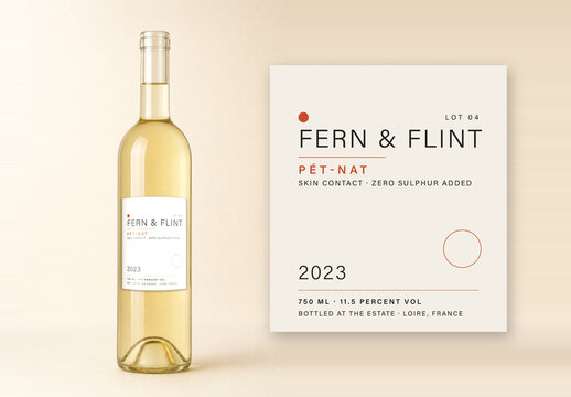 Fern and Flint Wine Label Template - Minimalist Natural Wine Label