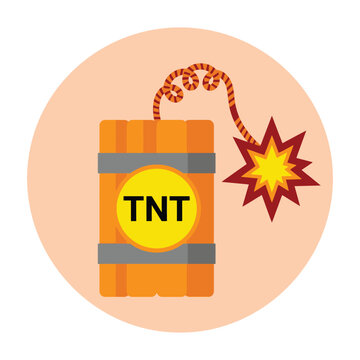 TNT explosive bomb with lit fuse and starburst
