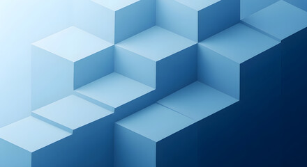 Naklejka premium Abstract 3D Blue Geometric Cubic Structures Background Design Representing Modern Architectural Growth And Digital Dimensional Depth