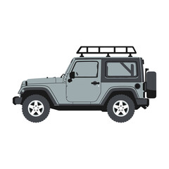 Grey jeep wrangler with roof rack on white background © MSTSAJEDA