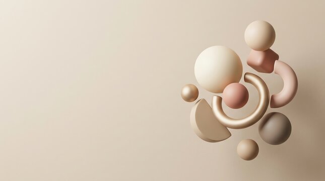 Abstract Minimalist Geometric Shapes Composition in Soft Neutral Colors for Modern Art and Design