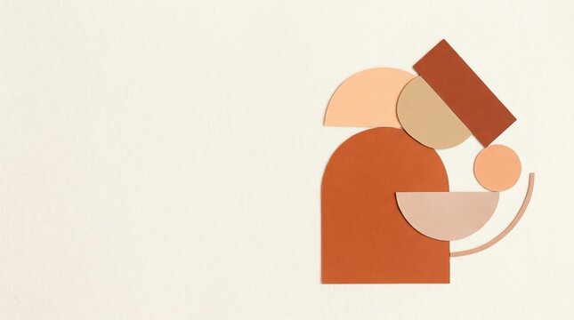 Abstract Geometric Composition of Female Figure Using Earth Tones on Light Background
