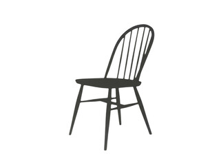 Fototapeta premium Photorealistic high end 3d cgi render of dark wooden dining chair furniture seat isolated on background for professional graphic design