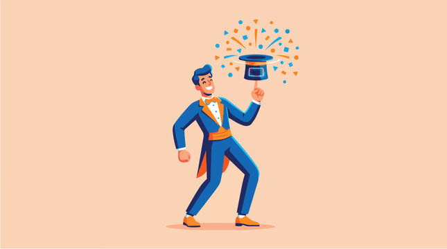 Magician performing with top hat trick
