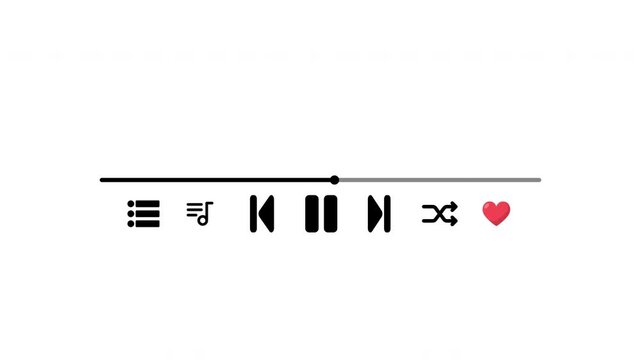 Audio Music Player Timeline Bar Moving With Track Animation On A Transparent Background, Music Player Animation Multimedia Concept, Media Player Template,  4K Animation.