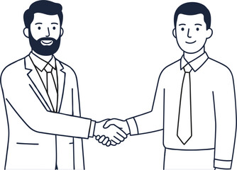 Fototapeta premium Smiling office workers shaking hands making friendly introduction concluding successful job interview onboarding or promotional partnership agreement