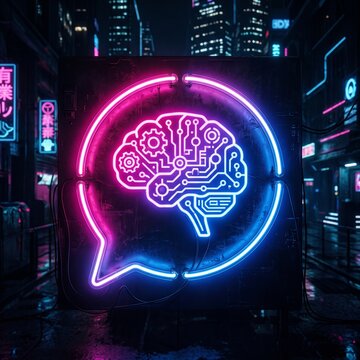 Neon AI Chatbot Icon &ndash; Glowing Smart Conversation Symbol