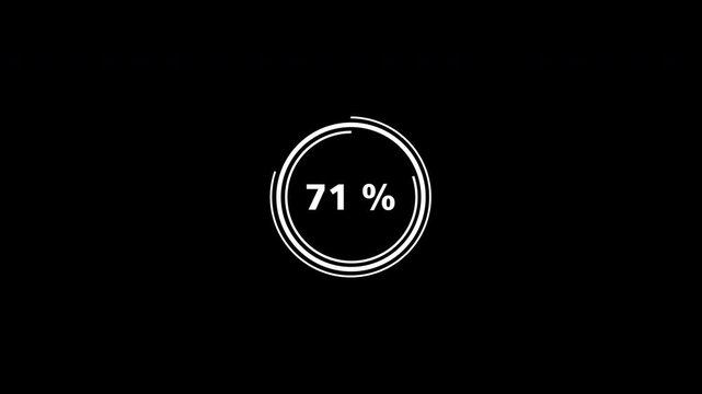 Loading Animation 3 Circle Stroke Line Different Rotate With Percentage Clean White Loop Transparent Background