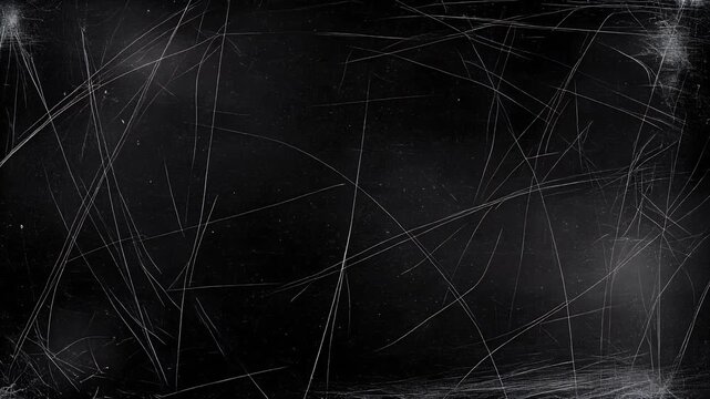 A dark, textured background features a series of fine scratches and marks across its surface.