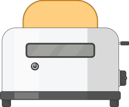 Toaster with Timer Display Side View Vector Illustration. Kitchen Appliance Design Element Isolated on White Background