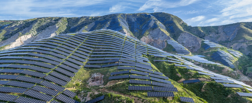 Solar Photovoltaic Landscape on Mountain Slopes