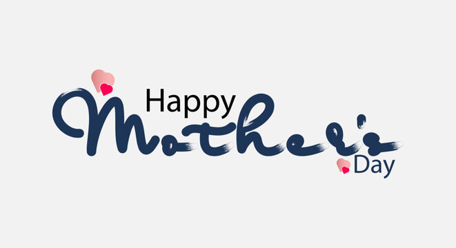 Calligraphic mother s day greeting with heart flourishes on a white background