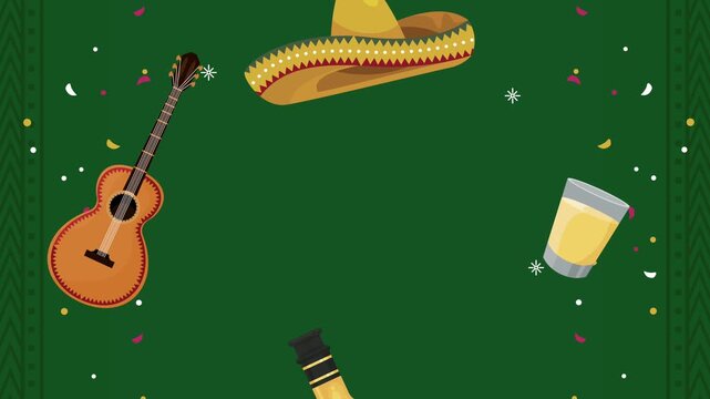 Mexican fiesta celebration with traditional elements dynamic motion animation, perfect for cinco de mayo events.