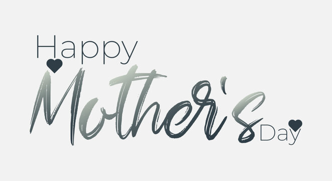 Calligraphic mother s day text with heart flourishes on a white background