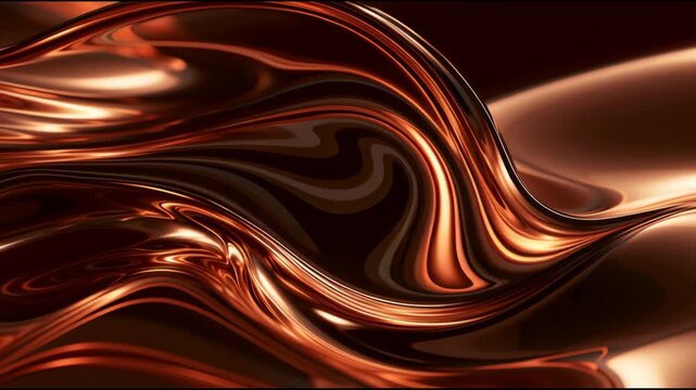 Liquid metal moves and shifts while warm light reflects off its surface in a dark space during this engaging visual experience.