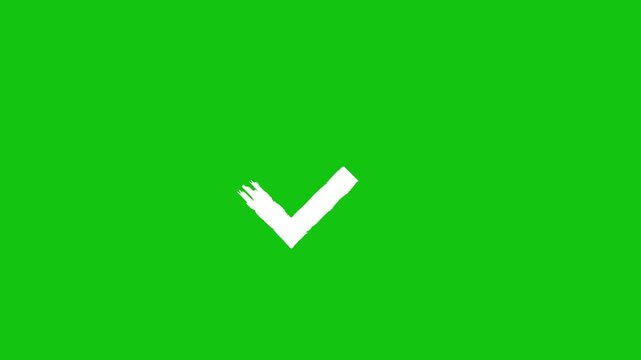 White and Green check mark on transparent background. hand-drawn Check mark symbol. approved tick mark icon,Check mark icon animation , right mark icon. check box, tick box, white checkmark.