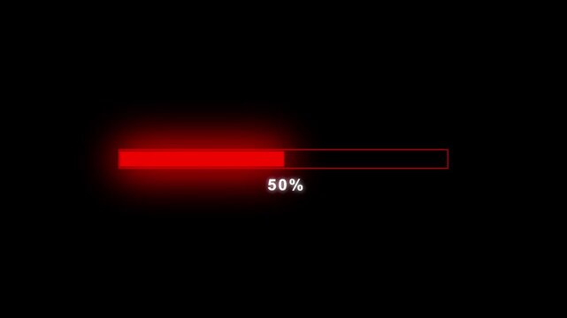 glow rad Loading process progress loading bar animation icon on black background.