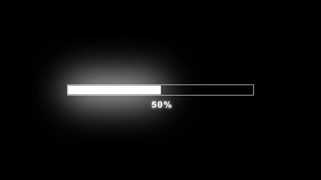 glow white Loading process progress loading bar animation icon on black background.