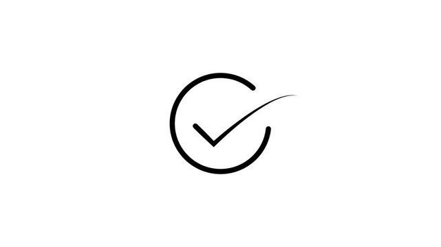 Circular checkmark animates into view on white background