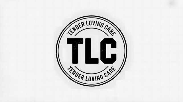 TLC Tender Loving Care emblem with clean circular typography representing compassion, affection, kindness, professional care services and meaningful community support branding