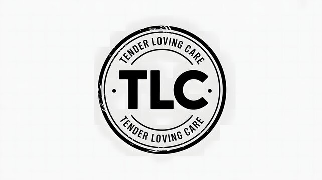 TLC Tender Loving Care emblem with clean circular typography representing compassion, affection, kindness, professional care services and meaningful community support branding