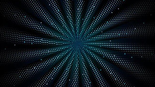 Teal halftone dot radial burst tunnel futuristic motion background