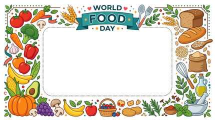 Fototapeta premium World Food Day Hand Drawn Illustration Frame