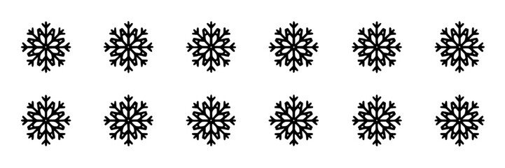 Obraz premium Snowflakes Grid of Twelve Identical Vector Illustrations, Minimalist Design, Winter Season Concept
