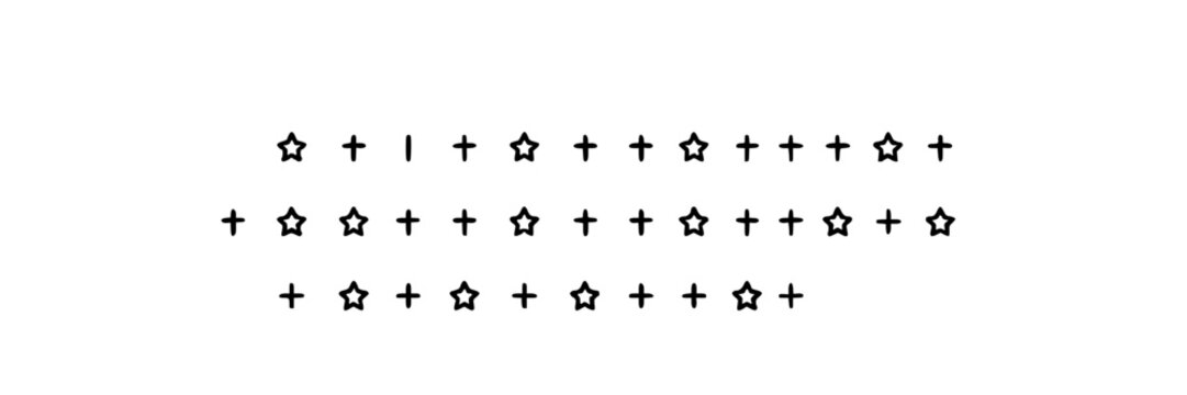 Stars and Plus Signs Grid, Minimalist Icon Set, Simple Graphic Design Elements, Decorative Pattern with Symbol