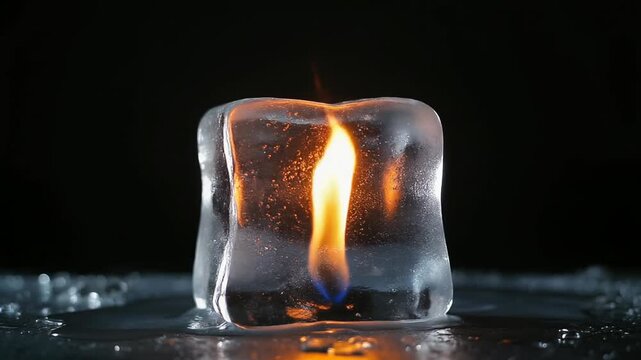 氷の中で燃え続ける小さな炎