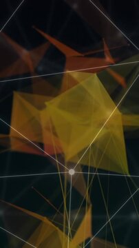 Animation of neon network of connections and shapes on black background