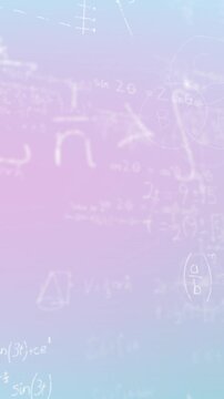 Animation of mathematical equations over pink and blue background