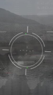 Animation of scope scanning and data processing over cityscape