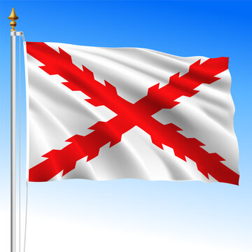 Spanish Empire historical waving flag, 1506 - 1701, vector file, illustration