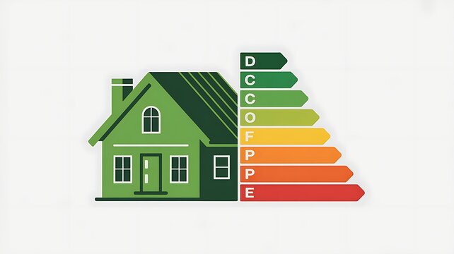 Diagnostic de performance &eacute;nerg&eacute;tique. Ic&ocirc;ne d&eacute;pense &eacute;nerg&eacute;tique habitation immobilier. Illustration vectorielle VI. Maison verte.