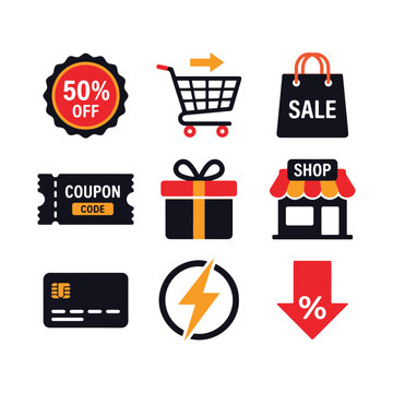 Discount shopping icons for sale and coupon codes