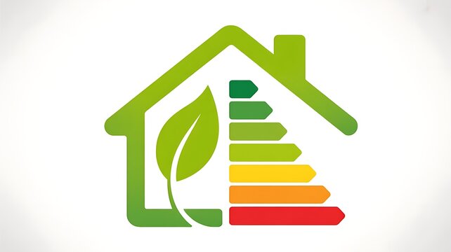 Diagnostic de performance &eacute;nerg&eacute;tique. Ic&ocirc;ne d&eacute;pense &eacute;nerg&eacute;tique habitation immobilier. Illustration vectorielle VI. Maison verte.