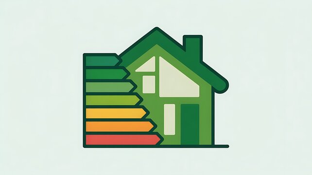 Diagnostic de performance &eacute;nerg&eacute;tique. Ic&ocirc;ne d&eacute;pense &eacute;nerg&eacute;tique habitation immobilier. Illustration vectorielle VI. Maison verte.